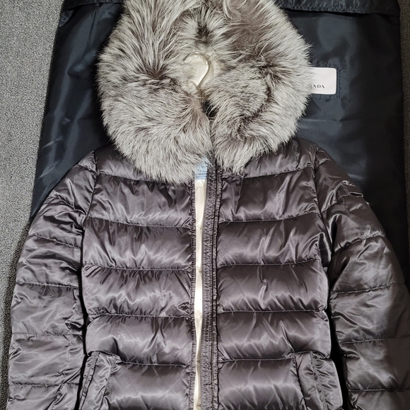 PRADA Silver Grey Puffer Jacket Size 40 - Picture 5 of 14